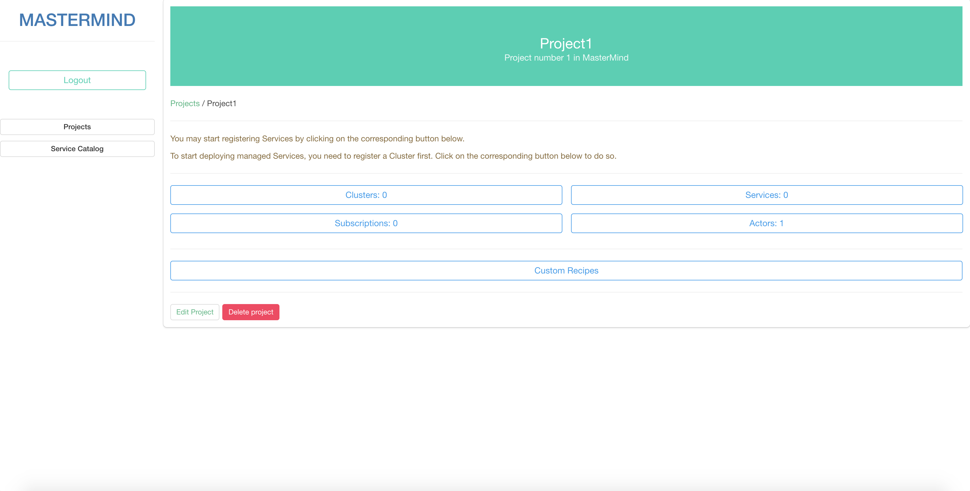 project overview page